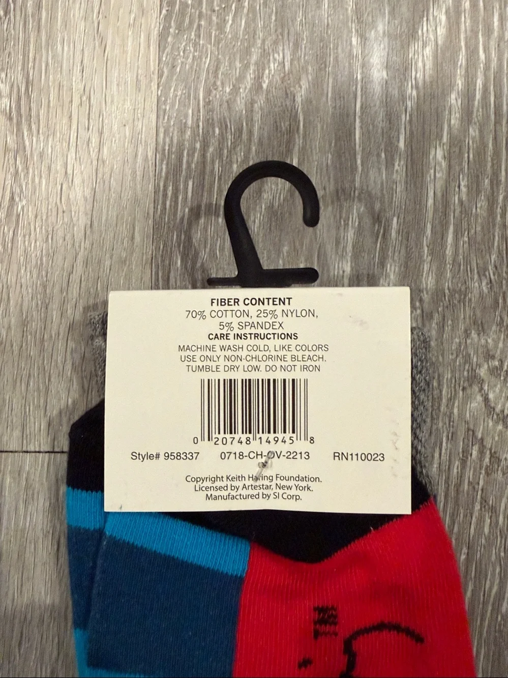 Keith Haring “Radiant Baby” Blue Striped Socks New